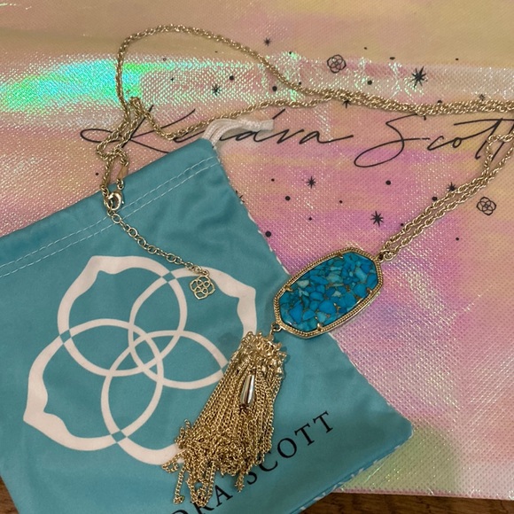 Turquoise and gold Kendra Scott necklace - Picture 1 of 2